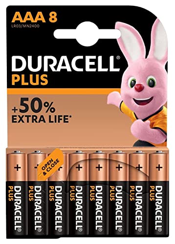 Duracell Plus, lot de 8 piles alcalines Type AAA 1,5 Volts LR03 MN2400