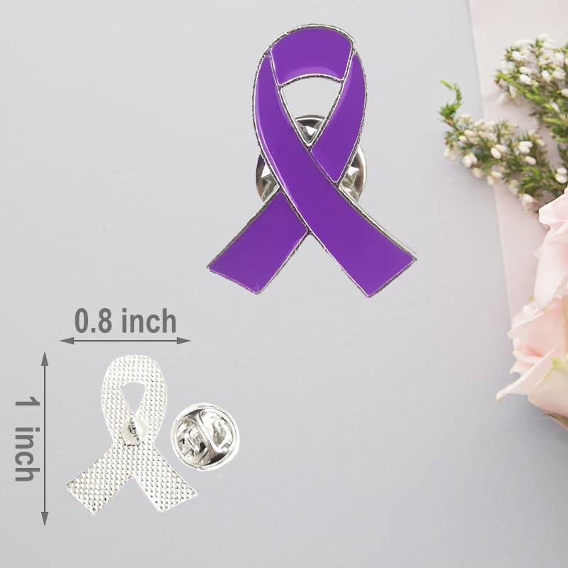 50 Pcs Purple Ribbon Pins Domestic Violence Awareness brooches Alzheimer’s Awareness, Epilepsy, Pancreatic Cancer, Lupus Awareness Lapel Pin2