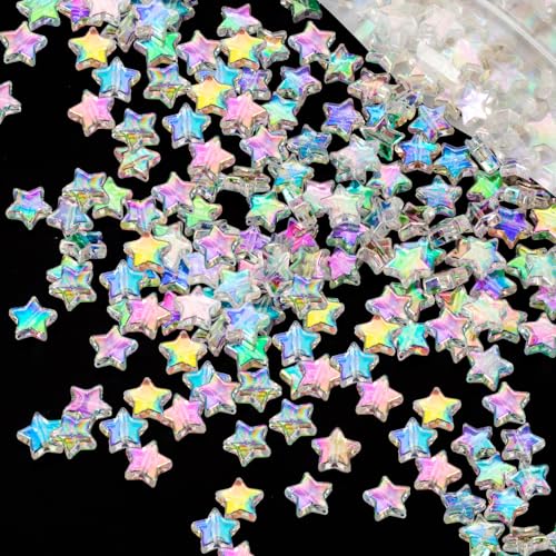 OIIKI 150 PCS Acrylic Star Shape Beads - Clear 10mm for DIY Jewelry Craft Making Necklace & Bracelet Supplies