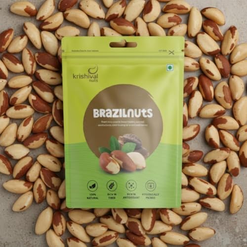Image of Krishival Nuts Premium Brazil Nuts| 250g Pack of 1| Best for Cholesterol Control | 100% Natural | Rich in Selenium & Iron