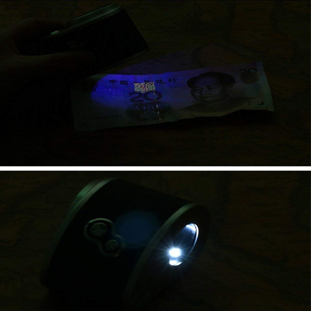 Loupes, Mini loupe 10X loupe portative à Fort grossissement avec Lampe LED et UV pour détecteur de Billets de Banque d'évaluation de pièces Antiques