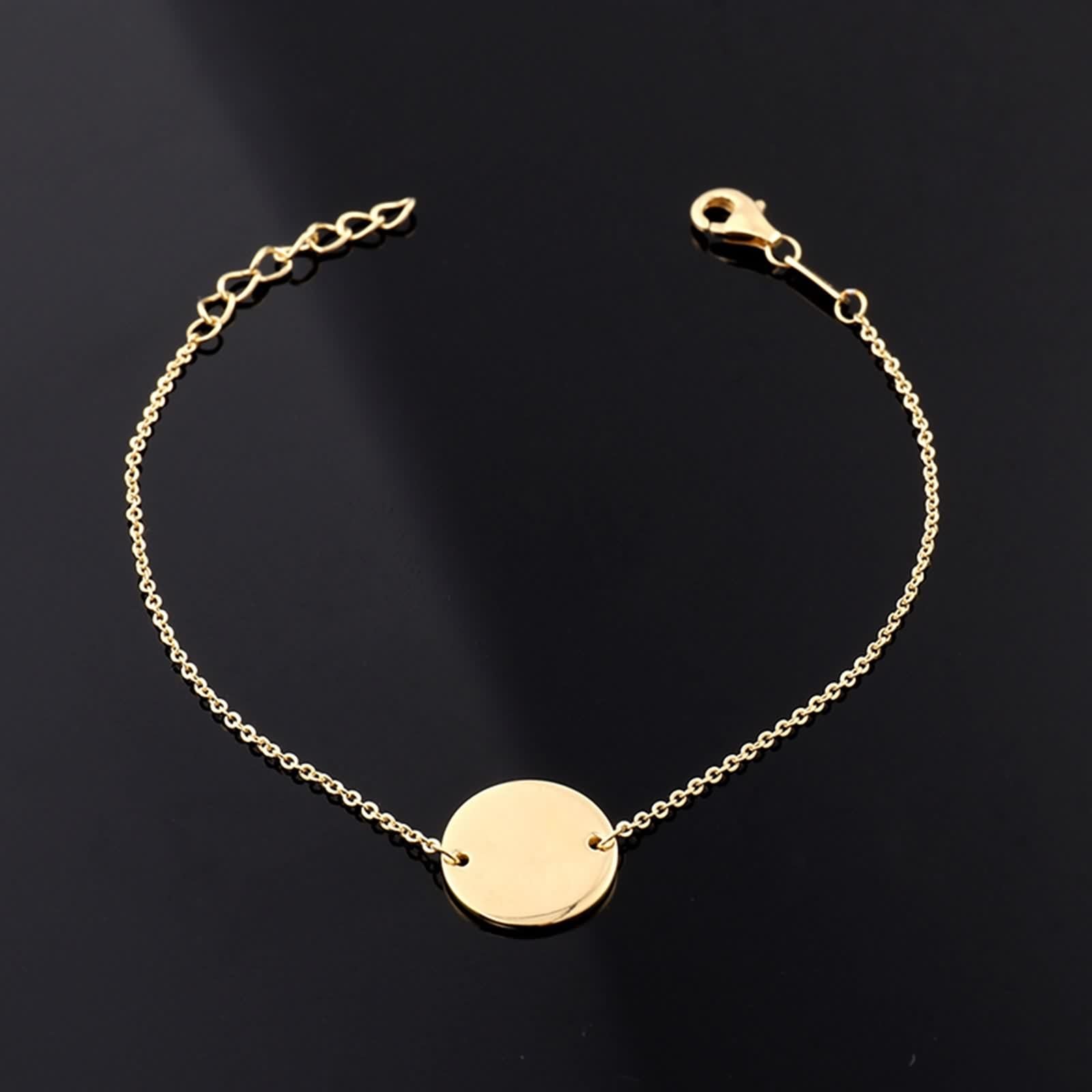 Pulsera de moda para mujer, de oro amarillo con lentejuelas pulidas, para promesa de boda