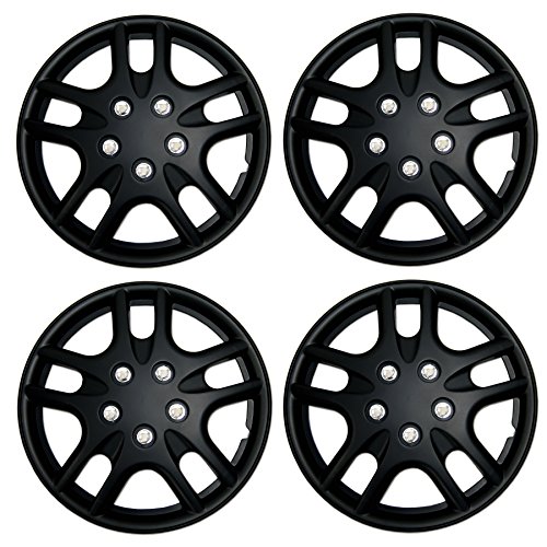 Image of WC3-15-3523-B - Pack of 4 Hubcaps - 15-Inches | Black | Style 523 Style Snap-On (Pop-On) Type Matte Black Wheel Covers Hub-caps