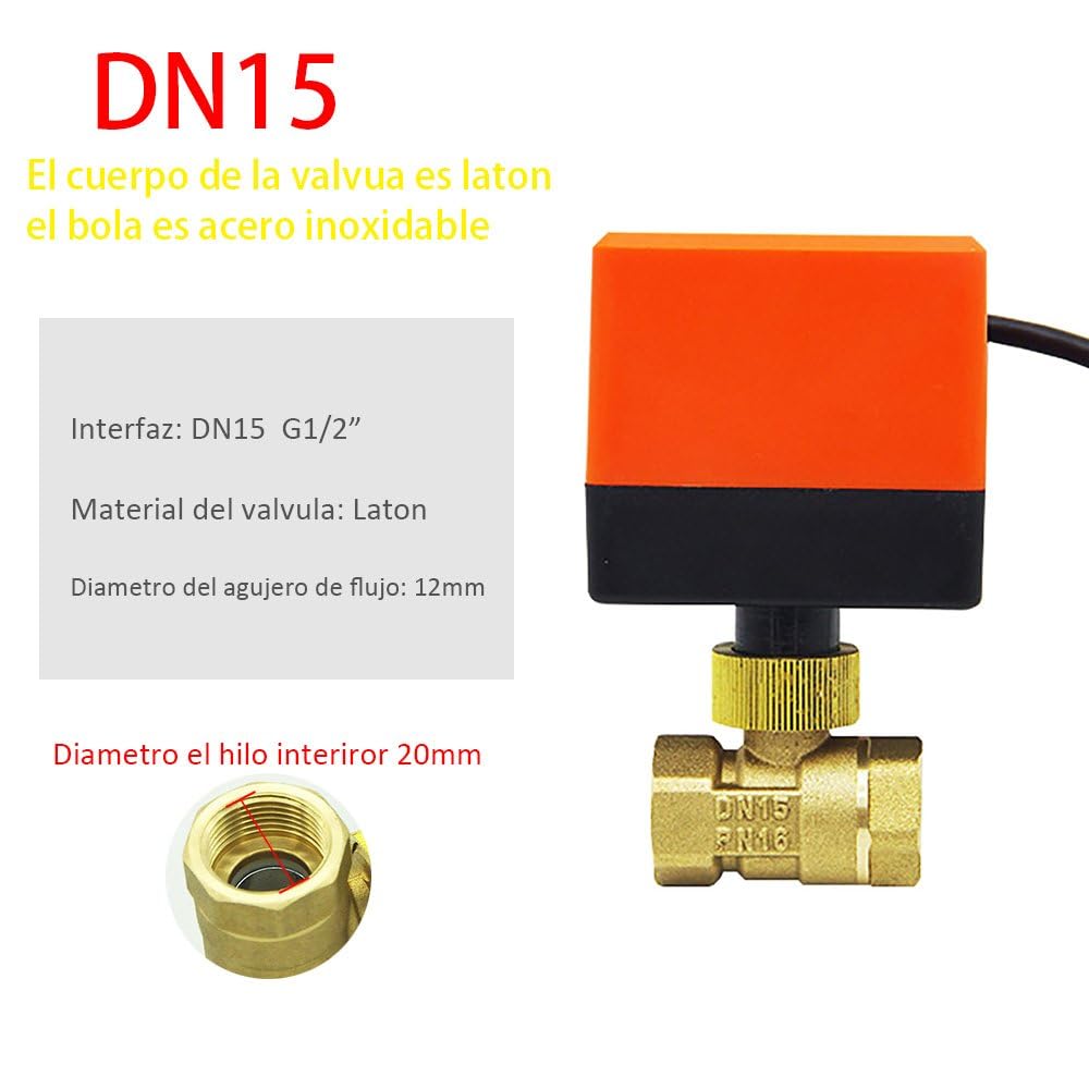 AC220V AC24V DC12V vanne motorisee 2 voies - Vanne a sphere 2 voies motorisee DN15 DN20 DN25 DN32 DN40 DN50 (AC220V - 1/2 - DN15)