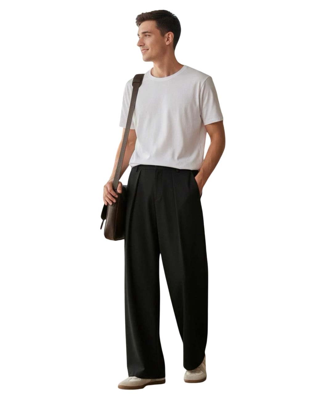 kotty Men’s Wide Leg Formal Korean Trousers with Relaxed Fit Tailoring Modern Structured Design for Professional Wear-picture-56
