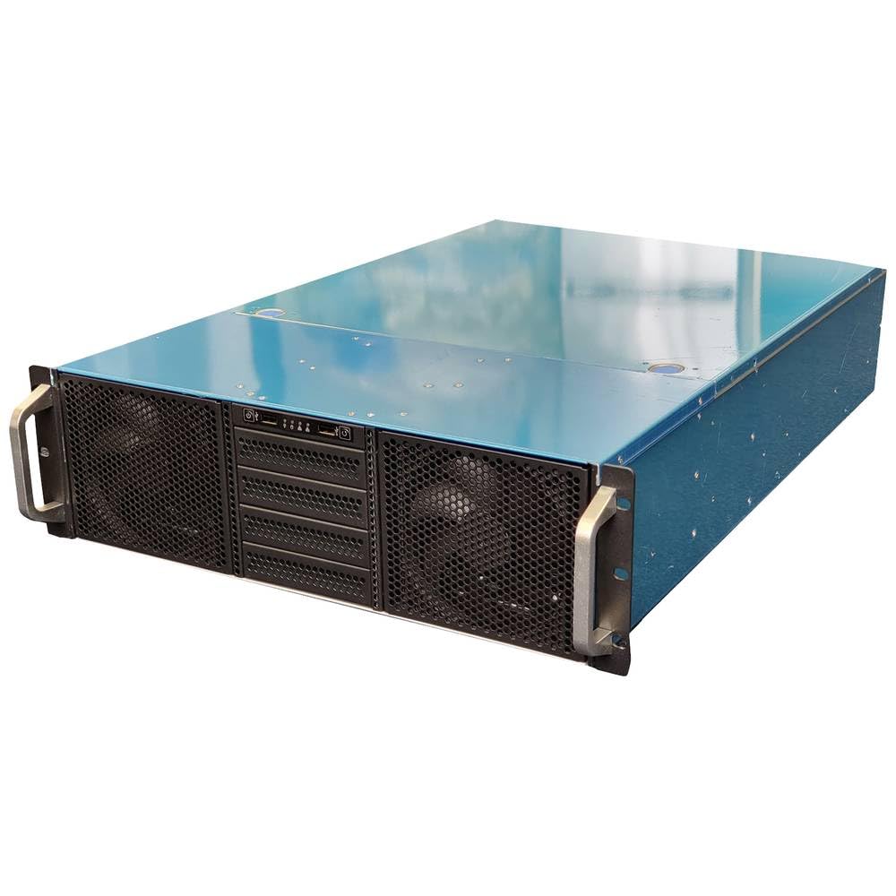 RealPower RPS19-G3380 - 48,3 cm (19 Zoll) Server-Gehäuse ohne Netzteil (ATX, LCD-Display, 2X 5,25 Externe, 3X 3,5 interne, 2X USB 3.0) schwarz