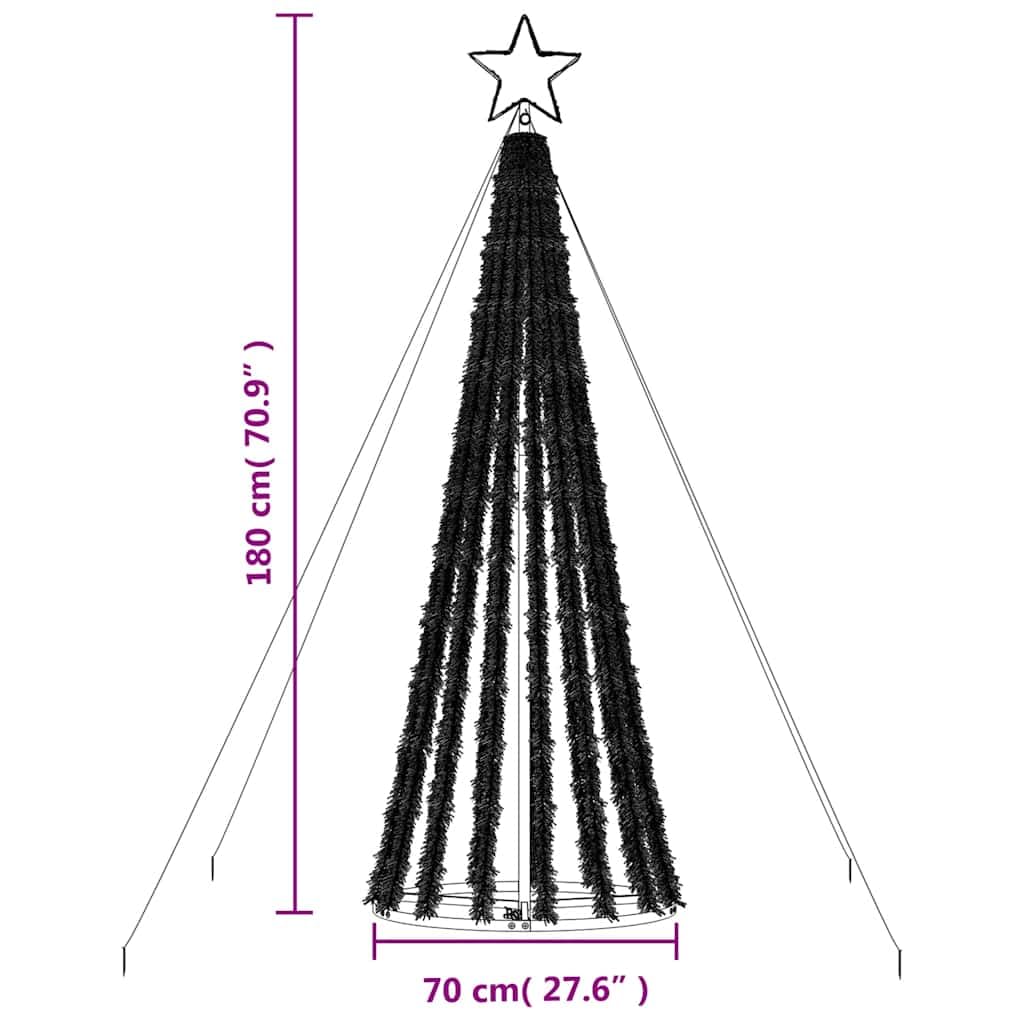Weihnachtsdekorationen Haus Weihnachten 275 LED Blau 180 cm PVC Beleuchtung Weihnachtsbaum Kegel Kompaktes Design Weihnachtslicht für den Außenbereich Gärten 8 Beleuchtungsmodi