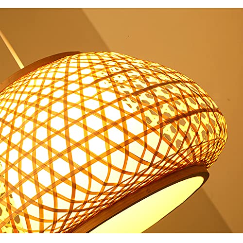 Lampe à tissée en V suspension bambou rotin E27 pour cuisine - 6