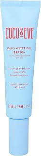 Coco & Eve Daily Water Gel SPF 50+ Sunscreen - Sun Face Protection Against UVA UVB | Australian Made, Hydrating, Lightweight Facial Suncream | Hyaluronic Acid, Aloe Vera, Glycerin for Smooth Finish