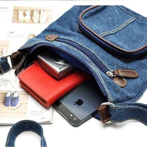 Women Small Crossbody Purse Multi Pocket Denim Shoulder Bag Mini Jean Backpack Cell Phone Purse (Blue, One Size)4