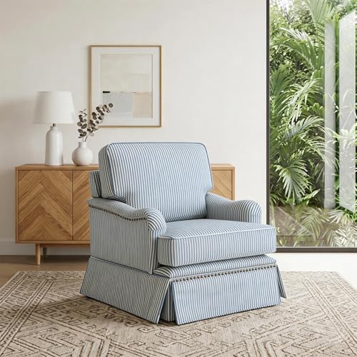 Sillón giratorio chenille azul