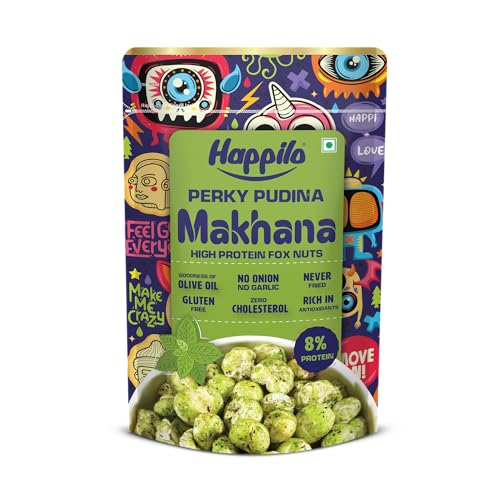 Image of Happilo Premium Super Snack Makhana Perky Pudina 55g, Roasted Foxnut Healthy Snack Low Calorie and Vegan
