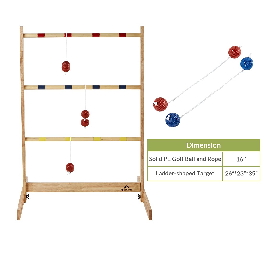 ApudArmis Ladder Toss Game Set, Pine Wooden Golf Ladder Lawn Game with