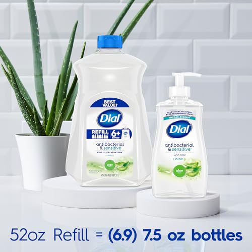 Image of Dial Antibacterial Defense Liquid Hand Soap + Aloe, Aloe Scent, 52 Fl Oz Hand Soap Refill (Pack of 3), Dermatologist-Tested, Gentle Formula