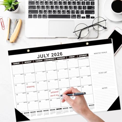 Image of GuassLee Desk Calendar 2026-19-Month Desktop Calendar 17 inch x 11.5 inch Academic Paper Planner from Sept. 2025 to Mar. 2027 with Julian Date, Monthly Goals, To-do List, Notes for Home School Office