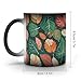 KWQDOZF Tazas de café sensibles al calor con estampado de hojas Imagen de KWQDOZF Tazas de café sensibles al calor con estampado de hojas