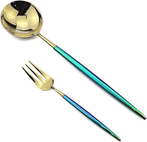 Miniatura 4 de JASHII Juego de 6 cucharas doradas de acero inoxidable 304 con mango largo, moderno juego de cubiertos para el hogar, cocina, regalo de fiesta para