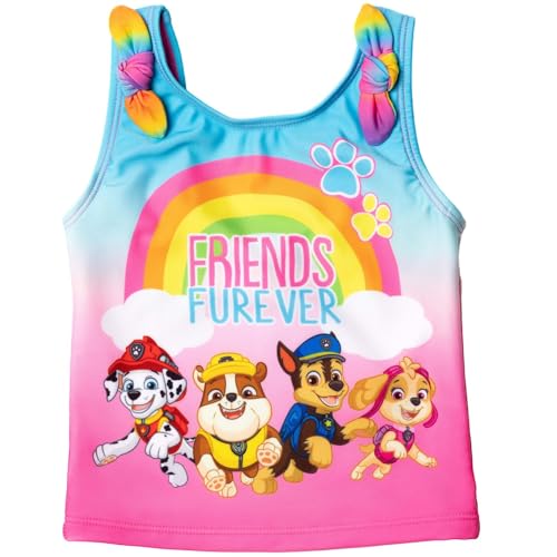 Paw Patrol Rubble Marshall Chase Girls Rash Guard Tankini Top and Bikini Bottom 3 Piece Swimsuit Set Toddler to Little Kid3