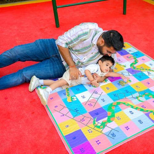 Image of Snakes & Ladder Picnic Mat - 1.4m x 1.4m | Yoga & Kids mat | Non Toxic| Waterproof, Foldable & Lightweight Outdoor & Indoor Mat | Easy to Carry, Clean & Ideal for Park Beach Camping