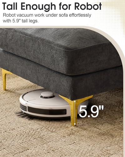 Image of Karl home 99.6 inch 3-Seat U-Shaped Sectional Sofa, Gray | Chenille Upholstered, 2 Movable Ottomans, Cloud-Like Seat, 2 Throw Pillows, Comfy Deep Seat, Living Room, Apartment, Office