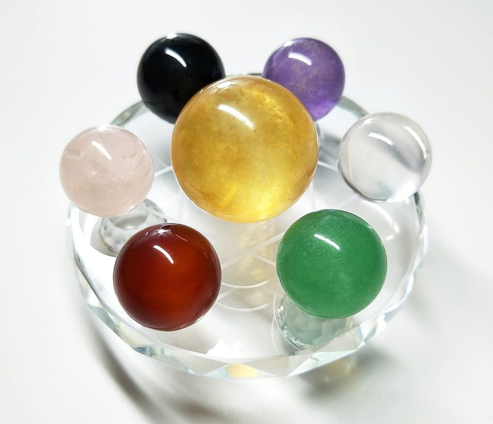 Set di 7 Sfere di Cristallo Chakra Naturali con Sfere curative, Pietre burattate per la Meditazione, Regalo di Decorazione Domestica Feng Shui