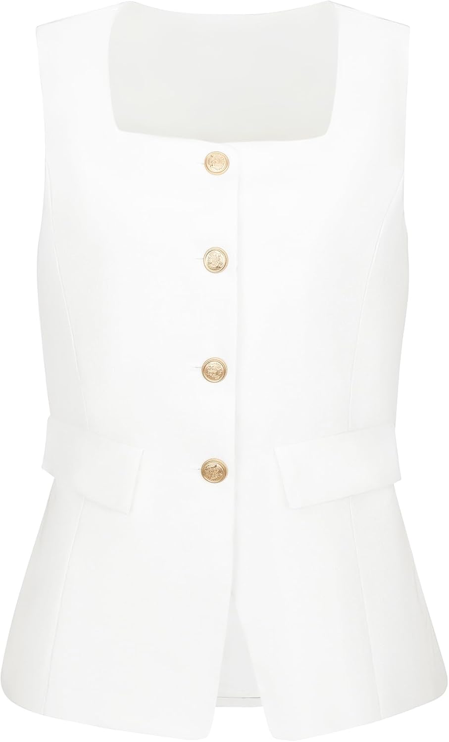 Women's Linen Vest Square Neck Button Down Vest Top