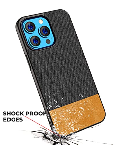 Image of Kapa Soft Fabric & Leather Hybrid Protective Case Cover for Apple iPhone 13 Pro (Black,Brown)