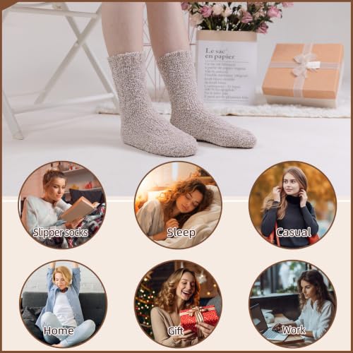 Image of Velice Womens Fuzzy Socks Soft Cozy Fluffy Slipper Winter Thick Warm Plush Sleeping Christmas Socks