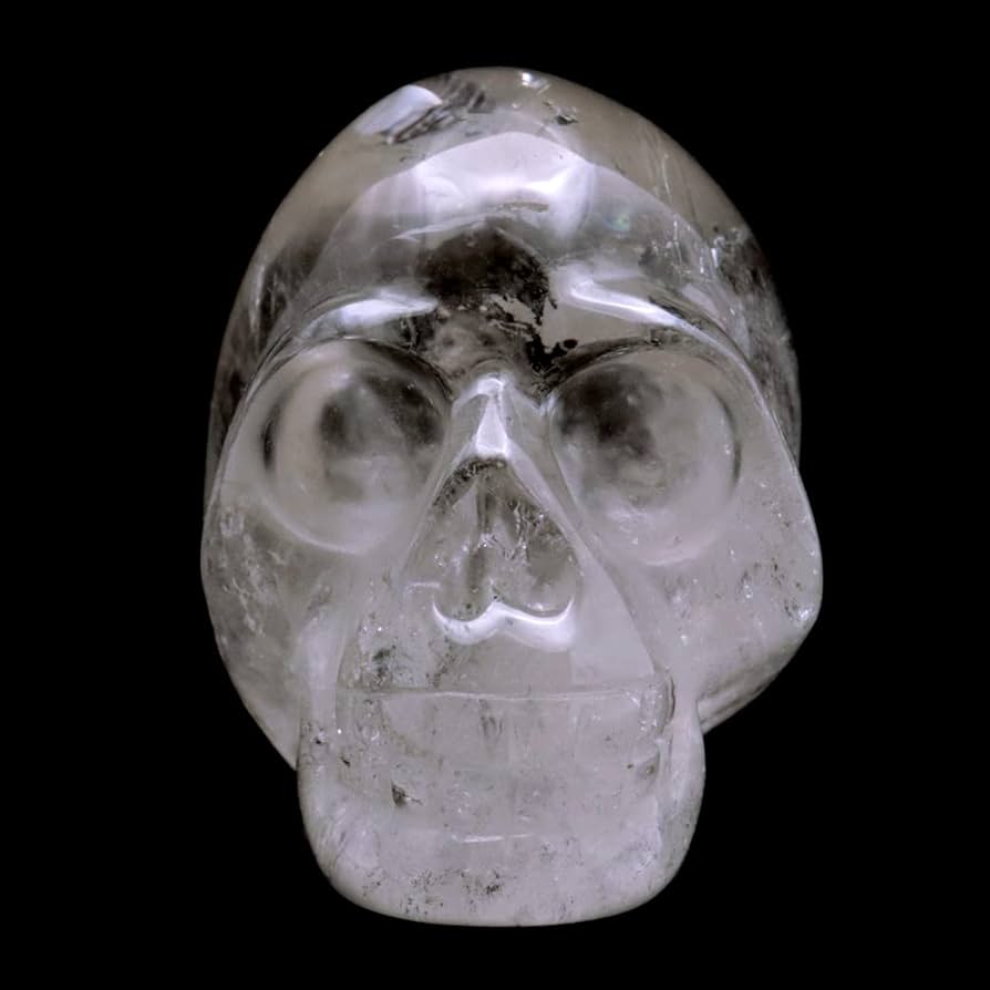 Amazon.co.jp: クリスタル スカル 天然水晶 虹入り 骸骨 置物