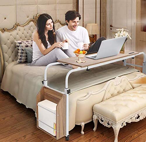 Stolik pod łóżko, przenośny, medyczny, regulowany stolik pod łóżko, mobilne biurko komputerowe/laptopa do domu, skalowalny, łatwa pielęgnacja