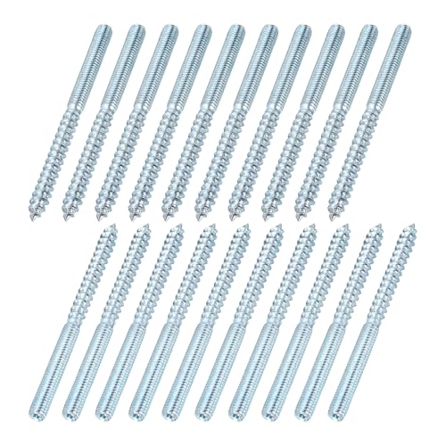 sourcing map M6 Hanger Bolts, 3.15(80mm) Length Double Headed Hanger Bolts 0.24(6mm) Wood Dowel Screw Self-Tapping Threaded Rods Screw for Assembling Wood Furniture Joint, Pack of 20