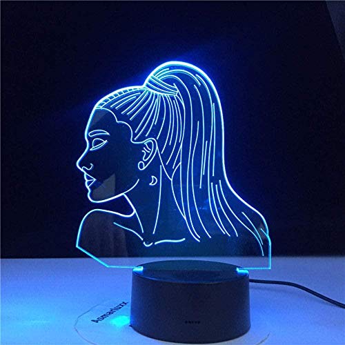 XIENIUNIU 3D-Illusionslampe, LED-Nachtlicht, Tisch, Promi-Sängerin, Ariana Grande, Poster, Katze, Mädchen, Fans, Geschenk mit 16 Farben, Touch-Fernbedienung, Stimmungslicht Cover