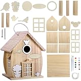 Vogelhaus Bausatz für Kinder, Vogelhaus zum bemalen, Vogelkasten Basteln zu Bauen und Malen, Holz Bastelset, DIY Basteln Set für Mädchen Jungen Kleinkinder