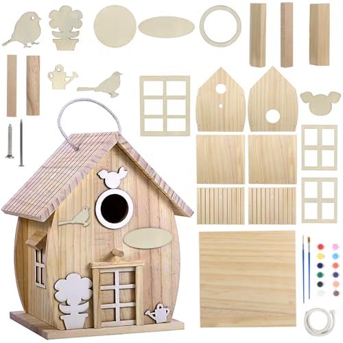 Kit de Construction de Maison d'oiseaux pour Enfants, Maison d'oiseaux à Peindre, Construction et décoration de nichoir, Ensemble de Bricolage en Bois, kit...