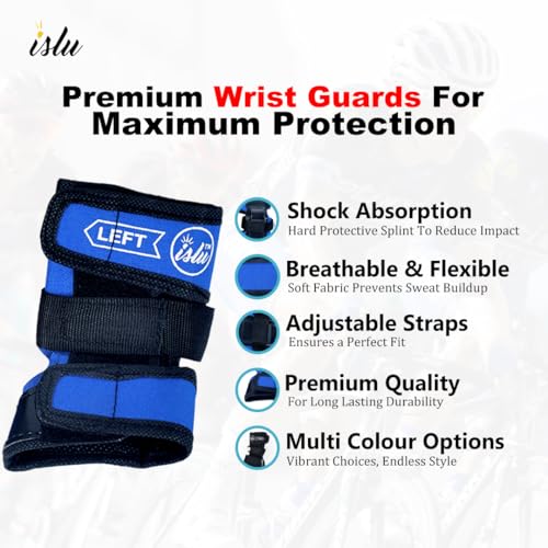 Image of ISLU Wrist Protection Guard for SKATEING and Skate-Board for Kids | Blue Color | Size : S
