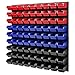 Scaffalatura da parete impilabile, 772 x 780 mm, 81 pezzi per casse officina, sistema di deposito (rosso/blu/nero)