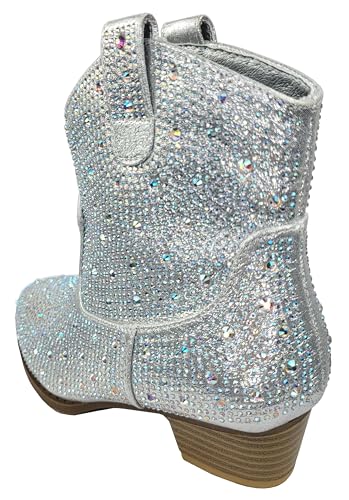 TruFox Girls Cowgirl Cowboy Rhinestone Boots Ankle Low Heel Dress Kids Booties4