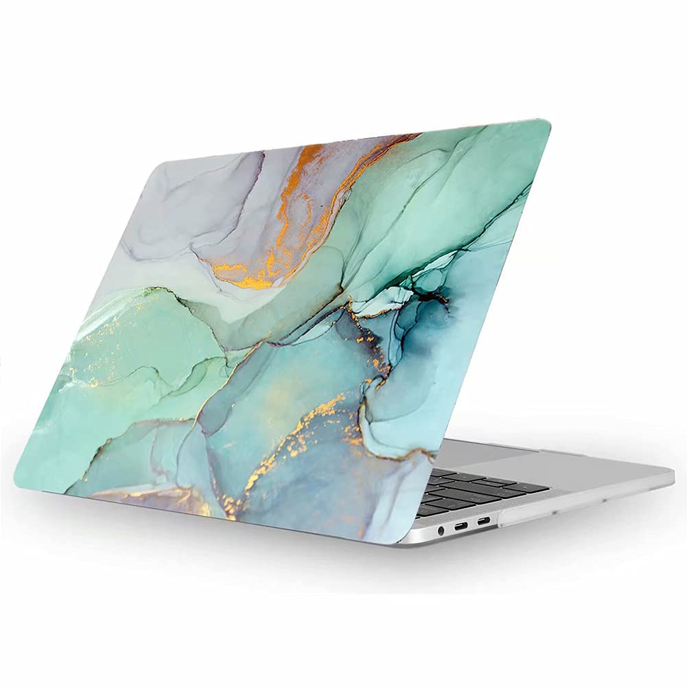 Fancity Cover Compatibile con MacBook Air 13 Pollici 2020 2021 A2337 M1 A2179 A1932, Custodia Rigida in Plastica Compatibile con MacBook Air 13 Pollici con Touch ID 2018-2021, Marble Green