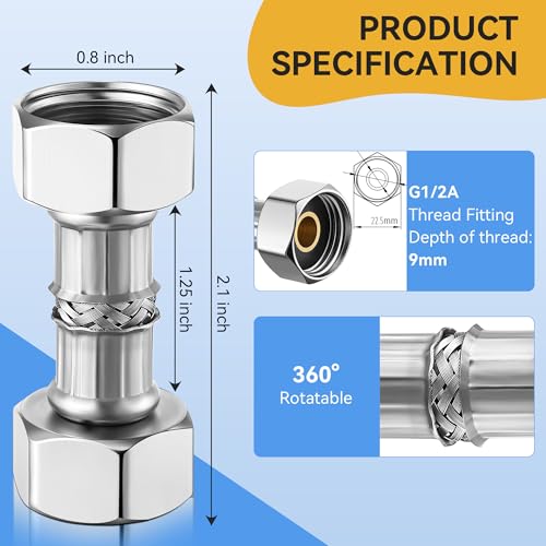 Image of Dreyoo 2 Pack RV Plumbing Fitting, 1 /2 Inch to 1 /2 Inch Metal Straight Adapter, RV Plumbing Hardware for Connecting Water Pump and Accumulator Tank