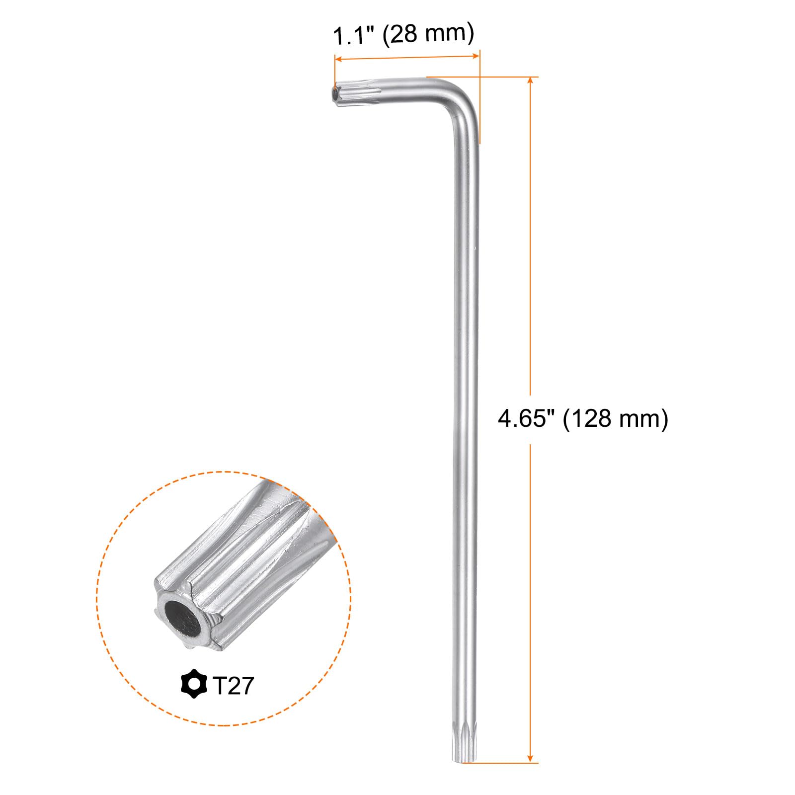 Clés Torx T27 Inviolables QUARKZMAN - Lot De 4 Clés En L Longue 144 Mm, En Acier S2 Chromé Pour Réparations Auto Et Bricolage - 7