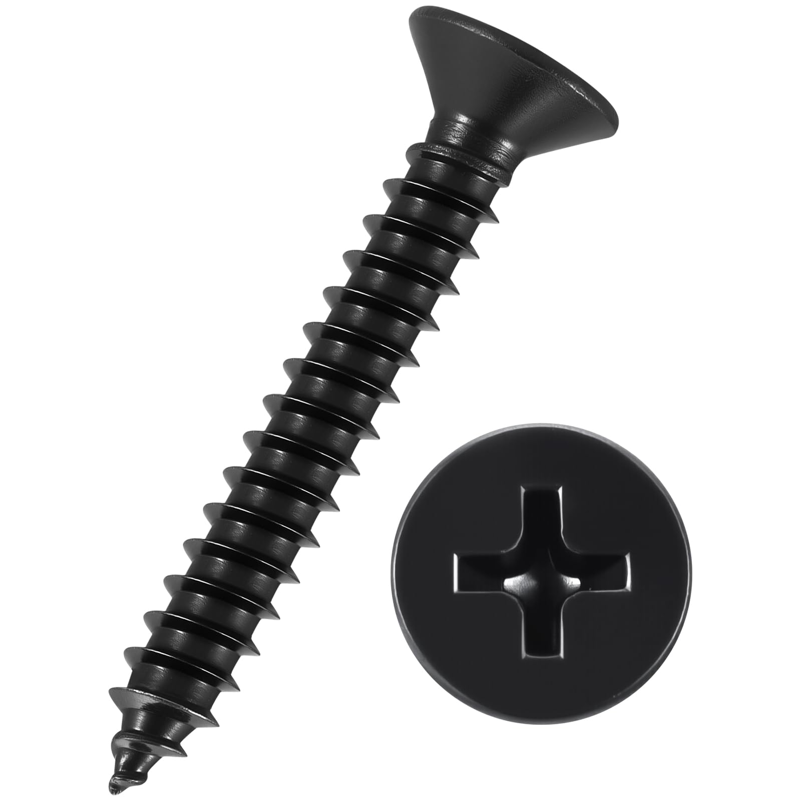 Kozelo 120pcs Phillips Flat Head Wood Screws - [#8x1-1/4] 304 Stainless Steel Countersunk Self Tapping Screws for Furniture Assembly, Interior Trim,