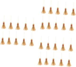 FOMIYES 30 Pcs Cosplay Broom Props Mini Straw Broom Kid Broom Witch Prop Pendantdant Mini Handmade Craft Manual Weaving Craft Witch Broom Kids Mini Toys Child Wooden Small Broom Miniature