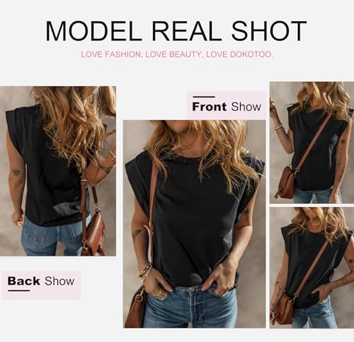 Dokotoo Womens Tops Dressy Casual Shirts Crewneck Cap Sleeve Tank Tops Basic Summer T Shirt4