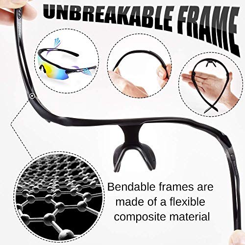 Image of Cycling Glasses, TR90 Unbreakable Frame Polarized Anti-UV400 Sports Sunglasses