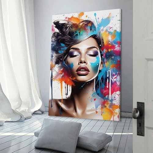 Affiche Toile Aquarelle Fille POLIUAWS de 30x45 cm pour Décoration Moderne