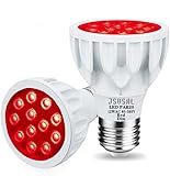 JSVSAL PAR20 LED Colored Light Bulb,100 Watt Equivalent,Dimmable,Red,12W AC 85-265V,Energy Efficient,E26 Standard Base,Spot Light Bulb 24 Degree Beam Angle, Aluminum Casing,2-Pack