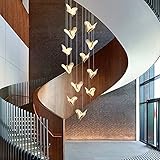 dolria LED Bubble Crystal Chandeliers for Entryway Living Room High Ceiling Chandelier Butterfly Cei