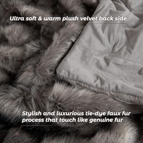 Image of HOMFINE Luxury Faux Fur Blanket 230 x 230 cm Grey