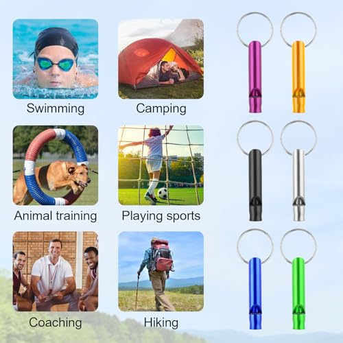 12Pcs-Aluminium-Safety-Whistle-Keychain-Emergency-Whistle-Survival-for-Camping-Hiking-Loud-Whistle-Emergency-for-Women-Defense-Outdoor-Sports-Boating-Hunting-Self-Defense-Whistle