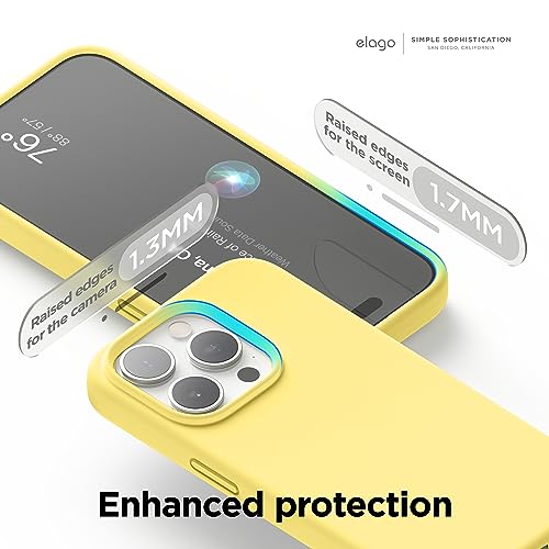 Image of elago Compatible with iPhone 15 Pro Case, Liquid Silicone Case, Full Body Protective Cover, Shockproof, Slim Phone Case, Anti-Scratch Soft Microfiber Lining, 6.1 inch (Yellow)